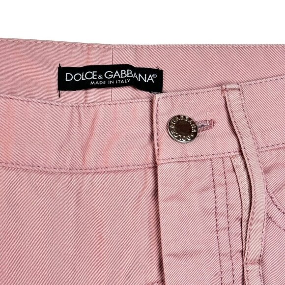 Authentic Dolce & Gabbana Straight Leg Pants Sz.8 Pink Cotton Med Rise Summer - Picture 4 of 11